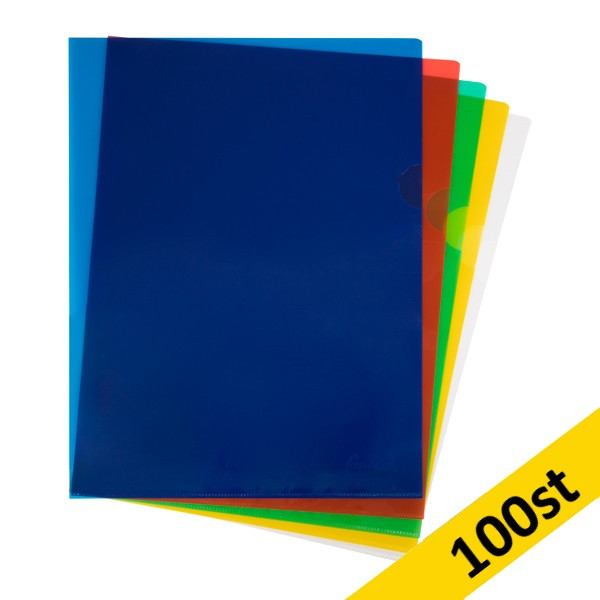 ​​​​​​​Aktmapp A4 | 123ink transparent blandade färger | L-öppning | 100st​​​​​​​​​​​⭐ 390655 - 1