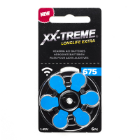 Hörapparatsbatterier 675 blå | XX-TREME Longlife Extra 6st A1200013