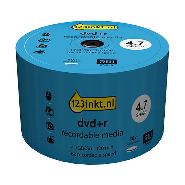 123ink DVD+R | 16X | 4,7GB | Spindle | 50-pack⭐ DR4S6B50F/00C 301229 - 1
