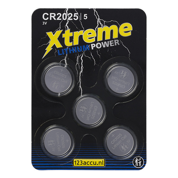 123ink Xtreme Power CR2025 Lithium knappcellsbatteri | 5-pack⭐ CR2025 ADR00070 - 1