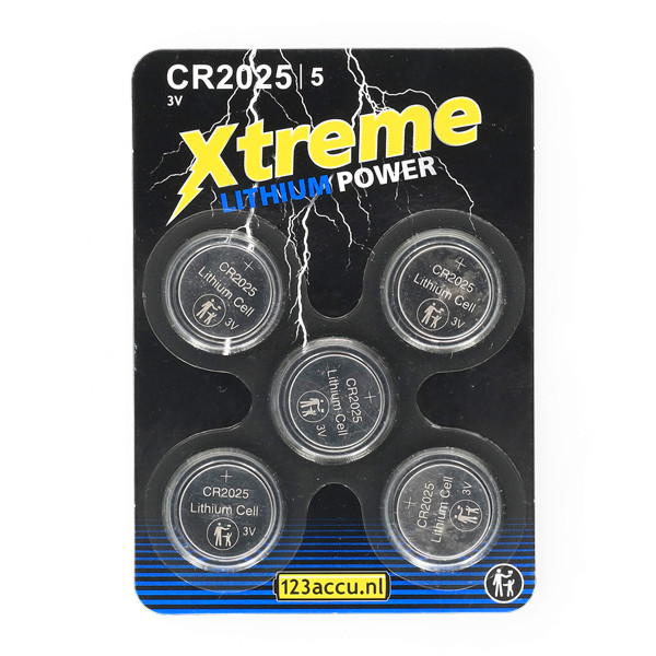 123ink Xtreme Power CR2025 Lithium knappcellsbatteri | 5-pack ADR00070 - 1