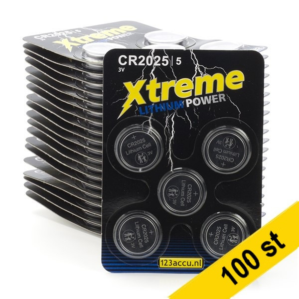 123ink Xtreme Power CR2025 Lithium knappcellsbatteri 100st ADR00068 - 1
