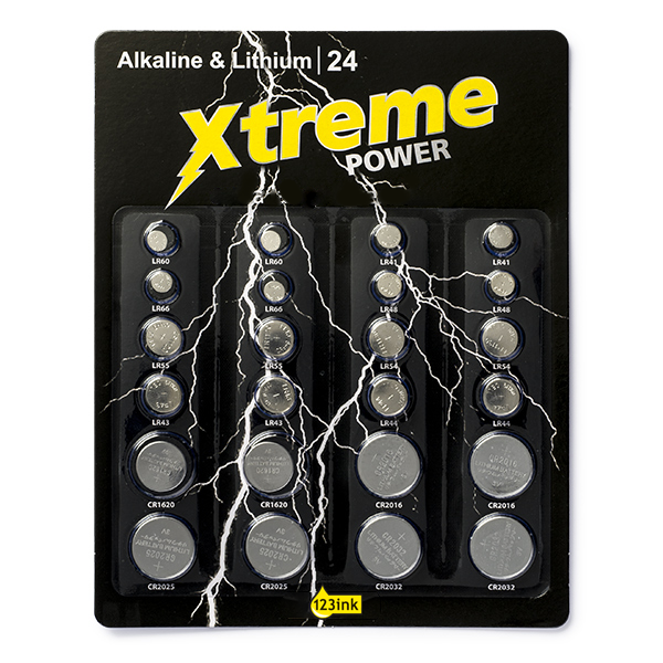 123ink Xtreme Power Lithium / Alkaline knappcellsbatteri 24-pack CR1620 CR2016 CR2025 CR2032 LR41 ADR00048 - 1