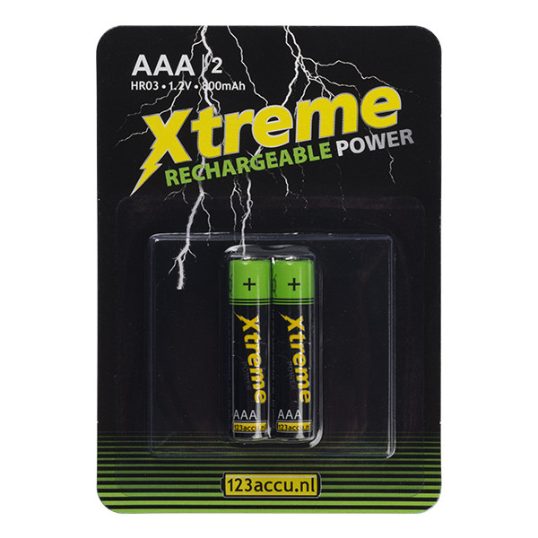 123ink Xtreme Power uppladdningsbara AAA/HR03 Ni-Mh batteri 2-pack $$ AAA HR03 ADR00082 - 1
