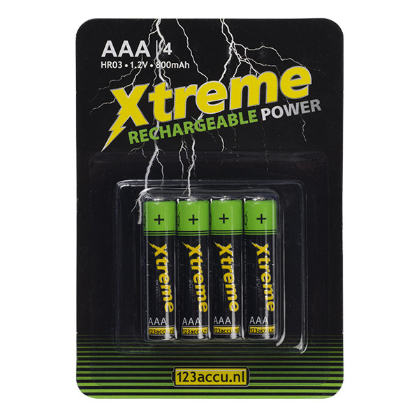 123ink Xtreme Power uppladdningsbara AAA/HR03 Ni-Mh batteri 4-pack AAA HR03 ADR00064 - 1