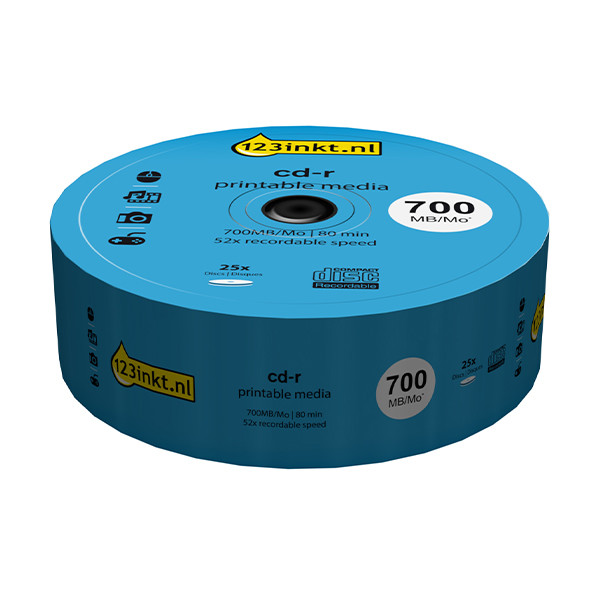 123ink printable CD-R | 52X | 700MB | Spindle | 25-pack CR7D5JB25/00C 301227 - 1