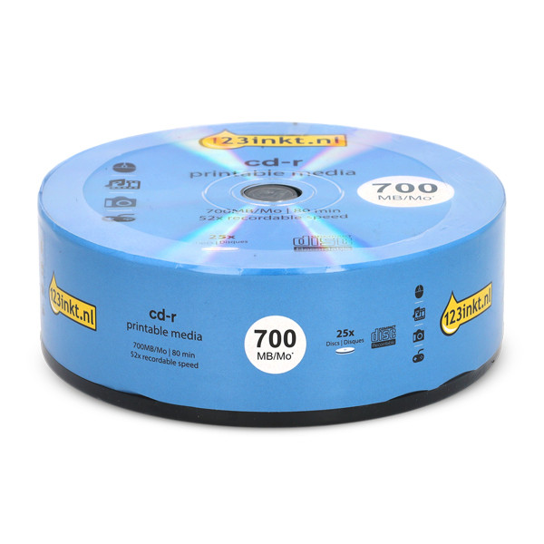 123ink printable CD-R | 52X | 700MB | Spindle | 25-pack 301227 - 1