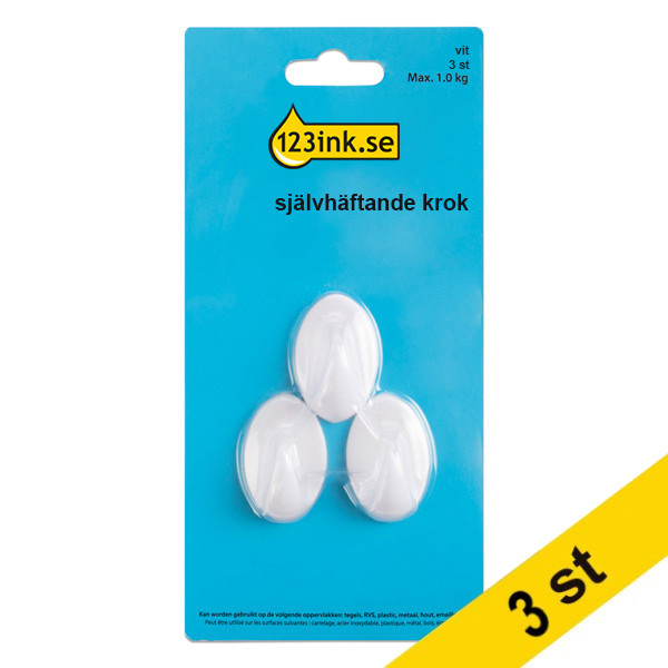 123ink självhäftande krok vit 1kg | 3st x3  301016 - 1
