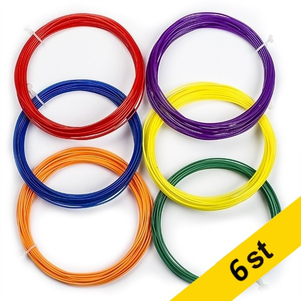 123inkt Filament för 3D-pennor 6 färger | 10m | 6st  DPE00049 - 1