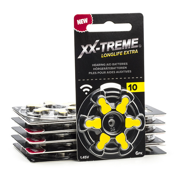 123inkt Hörapparatsbatterier 10 gul | XX-TREME Longlife Extra | 6-pack 10st  A1200016 - 1