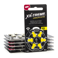 123inkt Hörapparatsbatterier 10 gul | XX-TREME Longlife Extra | 6-pack 10st  A1200016