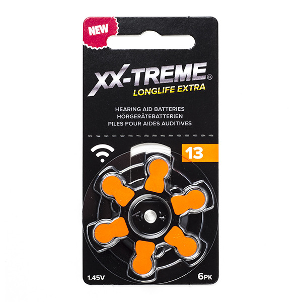 123inkt Hörapparatsbatterier 13 orange | XX-TREME Longlife Extra | 6-pack 13A 13HP 13SA 7000ZD AC13 A1200019 - 1