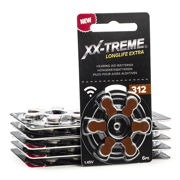 123inkt Hörapparatsbatterier 312 brun | XX-TREME Longlife Extra | 6-pack 10st  A1200012 - 1