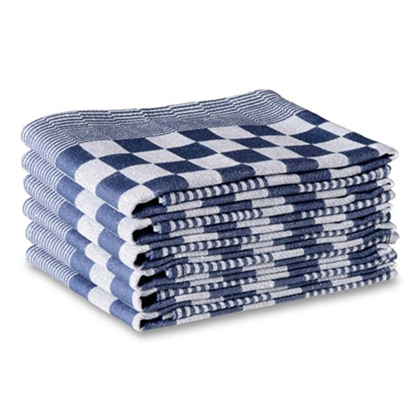 Kökshandduk 65x65cm blårutig med randig kant | 6st SDR05196 - 1