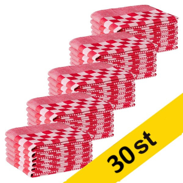 Kökshandduk 65x65cm rödrutig med randig kant | 30st⭐ SDR05199 - 1