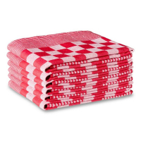 Kökshandduk 65x65cm rödrutig med randig kant | 6st SDR05198