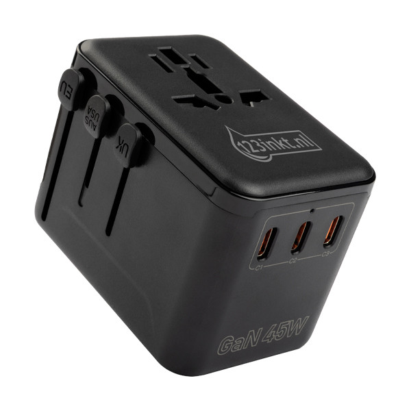 123inkt Reseadapter 45W med 1 USB A + 3 USB-C  390044 - 1