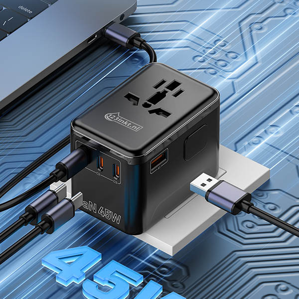 123inkt Reseadapter 45W med 1 USB A + 3 USB-C  390044 - 7