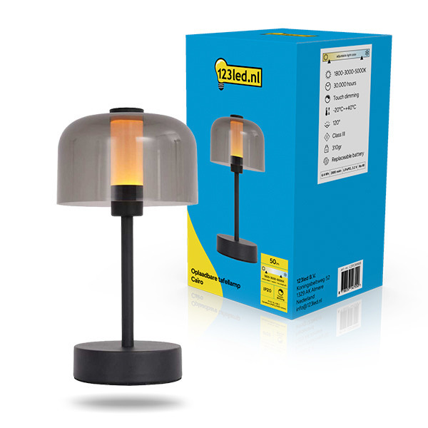 Bordslampa uppladdningsbar dimbar 24cm | Caïro | 1800-5000K | IP20 | svart LDR08868 - 1