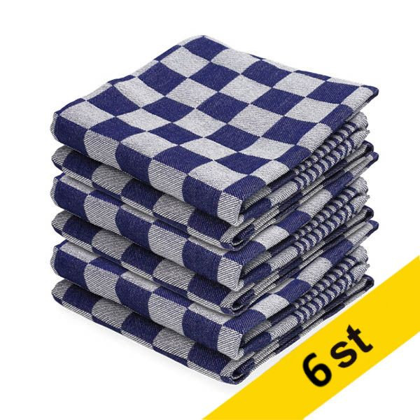 Kökshandduk 65x65cm blårutig | 6st SDR07342 - 1