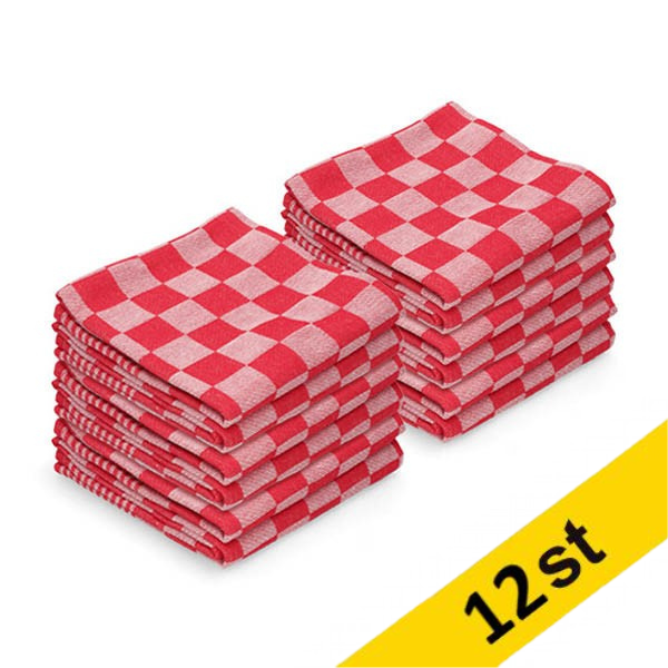 Kökshandduk 65x65cm rödrutig | 12st SDR07340 - 1