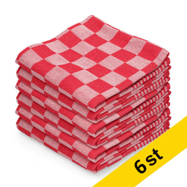 Kökshandduk 65x65cm rödrutig | 6st SDR07339 - 1