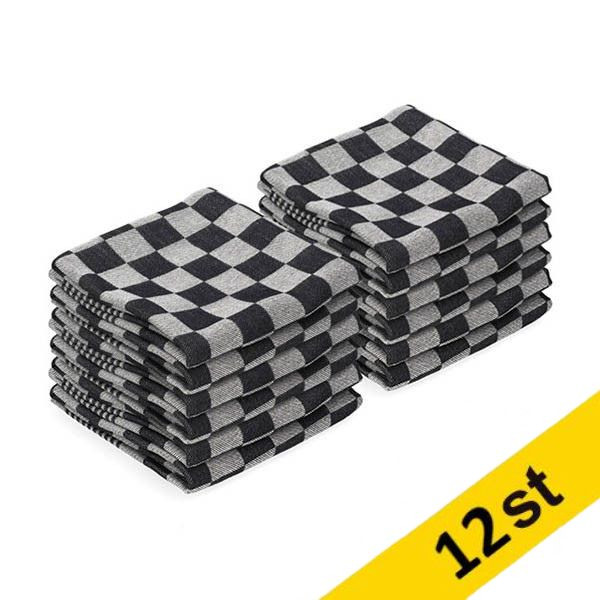 Kökshandduk 65x65cm svartrutig | 12st SDR07346 - 1
