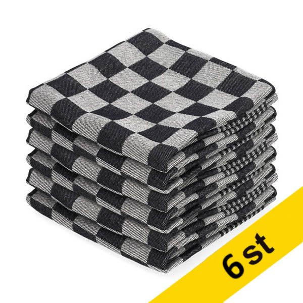 Kökshandduk 65x65cm svartrutig | 6st SDR07345 - 1