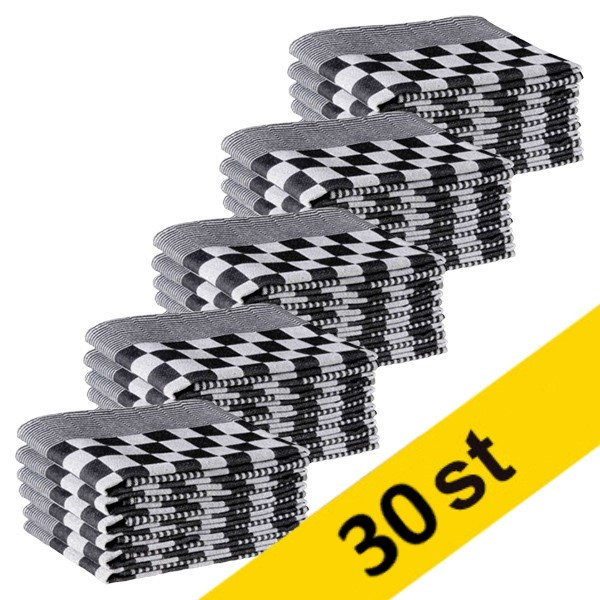 Kökshandduk 65x65cm svartrutig med randig kant | 30st SDR05201 - 1