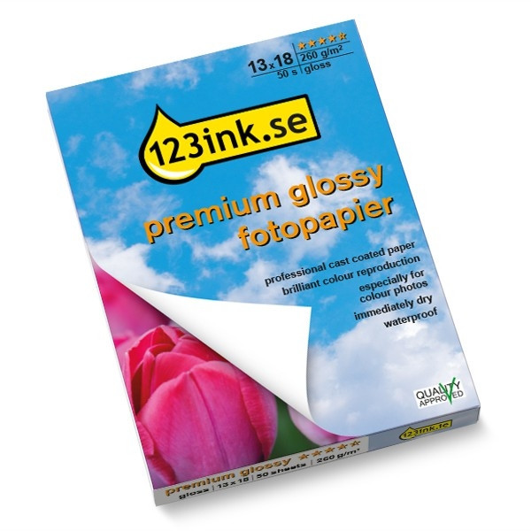 13x18cm 260g 123ink fotopapper | Premium Glossy | 50 ark 2311B018C 064135 - 1