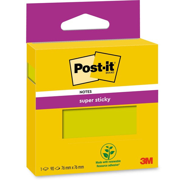 > Post-it lappar 76mm x 76mm | 3M Super Sticky | grön | 90 ark | 1st SE001462 - 1
