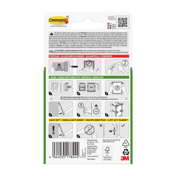 > Powerstrips Picture Hanging | 3M Command | vit | 5kg | 4st SE001428 - 3