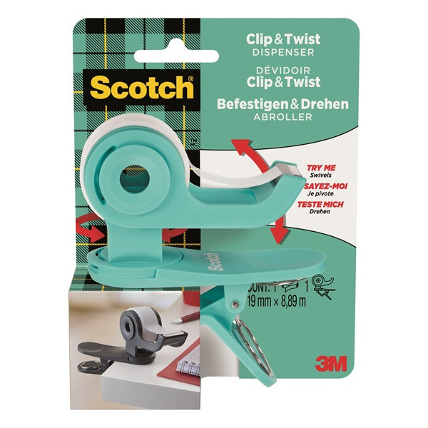 > Tejphållare 19mm x 38m + 1x Scotch Magic | 3M Scotch Clip & Twist SE001478 - 1