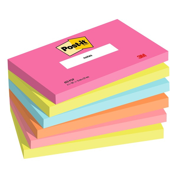 | Post-it lappar 76mm x 127mm | 3M Poptimistic | blandade färger | 100 ark | 6st SE001450 - 1