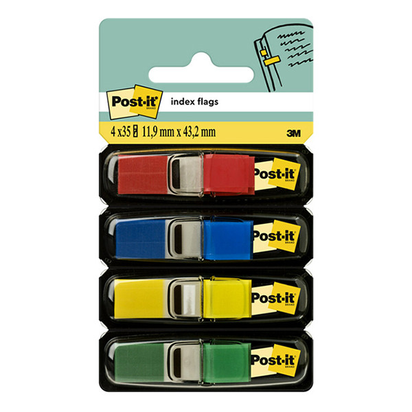 3M Indexflik 11,9mm x 43,1mm | 3M Post-it | 4 färger | 35st x 4 683-4 201352 - 1