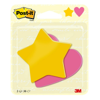 3M Post-it Die-Cut stjärna/hjärta 70mm x 72,5mm | 3M | fuchsia/ultragul | 30 ark | 2st BC-2030-SH-EU 214578
