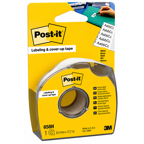 Post-it lappar 25mm x 17m | 3M | vit | rulle med dispenser SE001464 - 1
