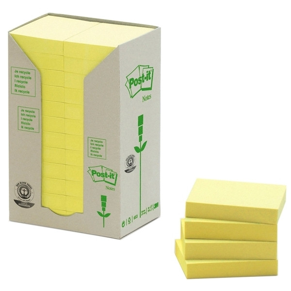 3M Post-it lappar 38mm x 51mm | 3M | återvunnet papper gul | 100 ark | 24st 653-1T 201384 - 1