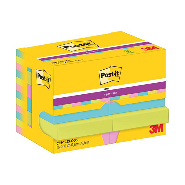 3M Post-it lappar 47,6mm x 47,6mm | 3M | blandade färger | 90 ark | 12st 622-12SS-COS 201011 - 1