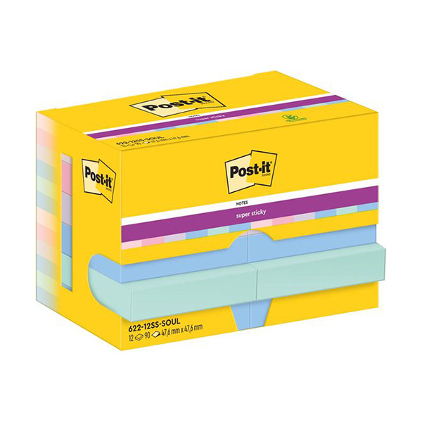 3M Post-it lappar 47,6mm x 47,6mm | 3M | blandade pastellfärger | 90 ark | 12st 622-12SS-SOUL 201009 - 1