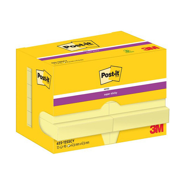 3M Post-it lappar 47,6mm x 47,6mm | 3M | supersticky gul | 90 ark | 12st 622-12SSCY 201021 - 1