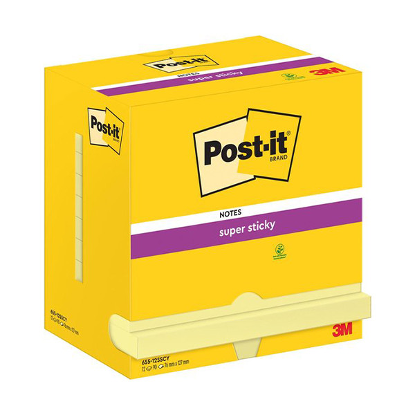 Post-it lappar 76mm x 127mm | 3M | supersticky gula | 90 ark | 12st 201025 - 1