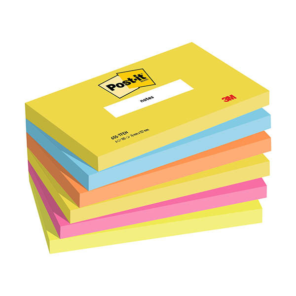 Post-it lappar 76mm x 127mm | 3M Energetic Colors | blandade färger | 100 ark | 6st 425602 - 1
