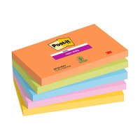 Post-it lappar 76mm x 127mm | 3M Super Sticky | blandade färger | 90 ark | 5st 425630