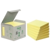 Post-it lappar 76mm x 76mm | 3M | återvunnet papper gul | 100 ark | 6st