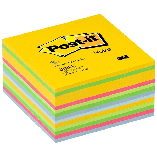 3M Post-it lappar 76mm x 76mm | 3M | blandade färger | 450 ark 2030U 201332 - 1