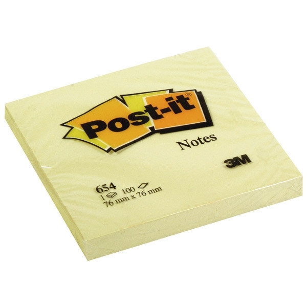 3M Post-it lappar 76mm x 76mm | 3M | gul | 100 ark 654GE 201004 - 1