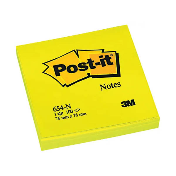 Post-it lappar 76mm x 76mm | 3M | neongul | 100 ark 201495 - 1