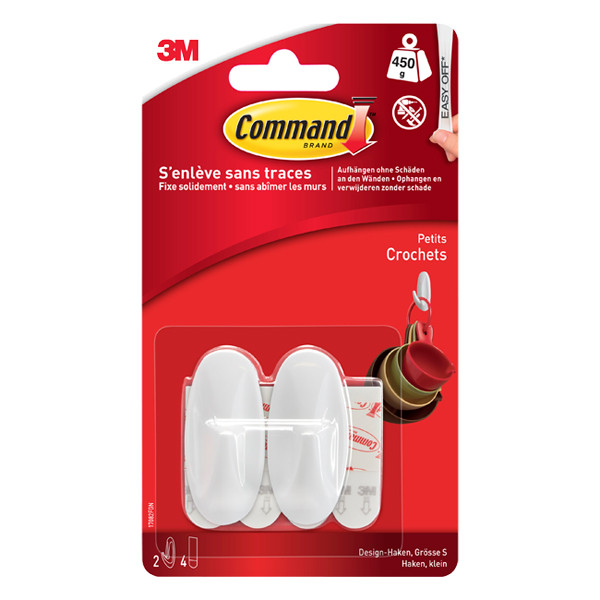 Självhäftande designkrokar små | 3M Command | vit | 450g | 2st 214559 - 1