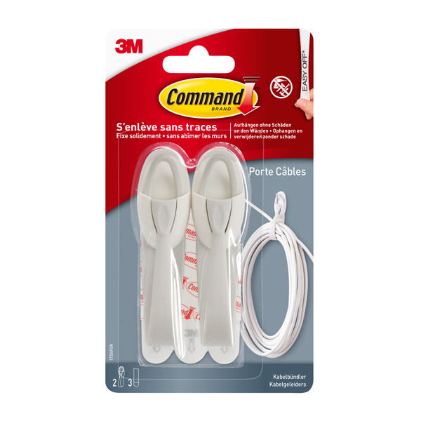 3M Självhäftande kabelkrok | 3M Command | vit | 1kg | 2st⭐ 17304C 214511 - 1